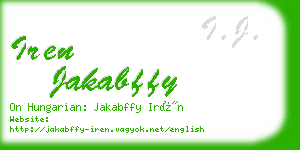 iren jakabffy business card